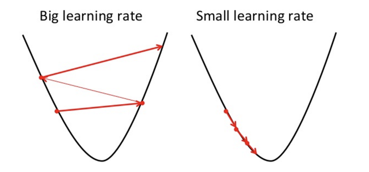 Illustraction of big and small learning rate